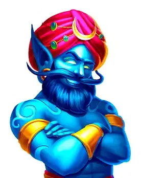HellSpin genie holding a glowing bonus lamp